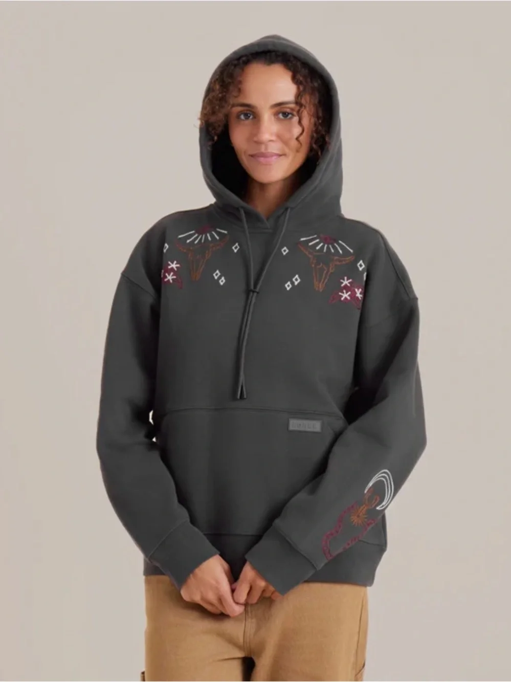 Roark Hiker Hoodie Women’s Large Faded Black Embroidered NWT